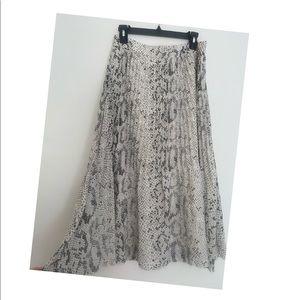Pleated snake print J Crew midi skirt